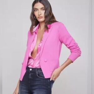L'AGENCE Hot Pink Sofia Knit Blazer/ Barbiecore/ Size US S